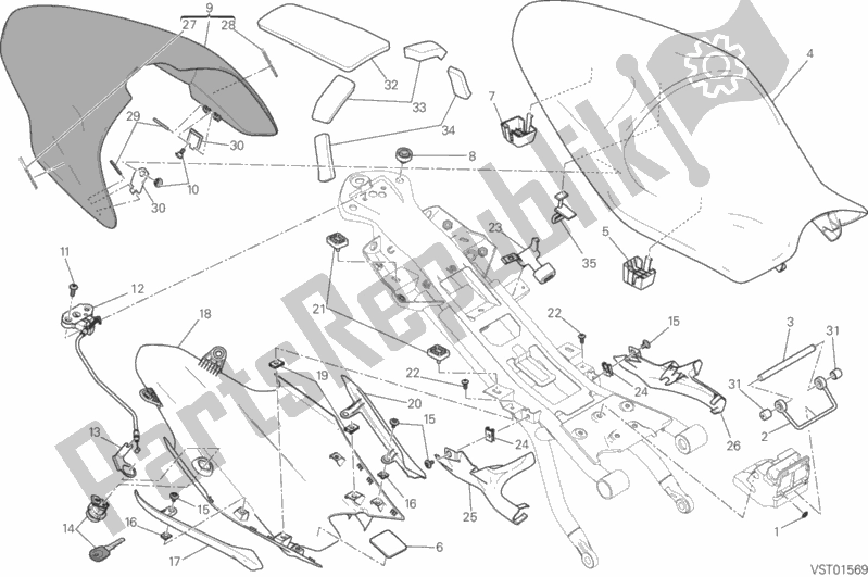 All parts for the Seat of the Ducati Monster 821 Thailand 2017